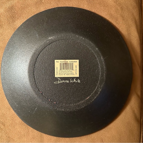 A Signed Hand Painted Donna White Snowman Shallow Decorative Bowl - Picture 3 of 8